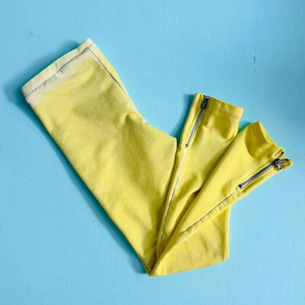 Zara Girls Leggings 9 10 Yellow Ankle Zip Stretch Pants